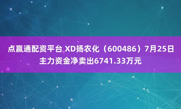 点赢通配资平台 XD扬农化（600486）7月25日主力资金净卖出6741.33万元