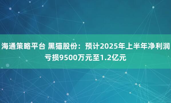 海通策略平台 黑猫股份：预计2025年上半年净利润亏损9500万元至1.2亿元