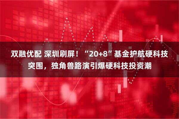 双融优配 深圳刷屏!“20+8”基金护航硬科技突围,独角兽路演引爆硬科技投资潮